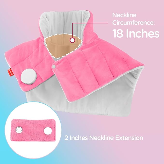 Comfytemp Heating Pad for Neck and Shoulders and Back, 2.6lb Weighted Electric Heating Pads, Large Heated Wrap, 9 Heat Settings & 11 Timer, Valentines Birthday Gifts for Women Men Mom Dad, Pink