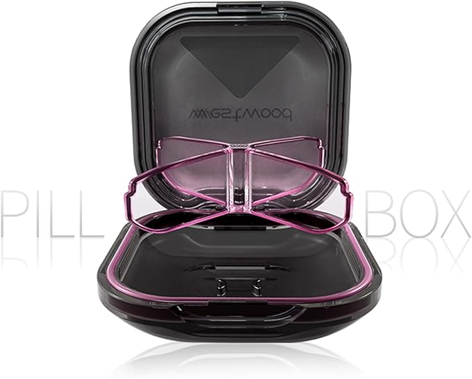 4-Compartment Pill Organizer, Small Purple Portable Pill Case for Daily Vitamins, Supplements & Medication, Travel-Friendly Compact Design, Stylish Cute Medicine Pill Box Pill Holder