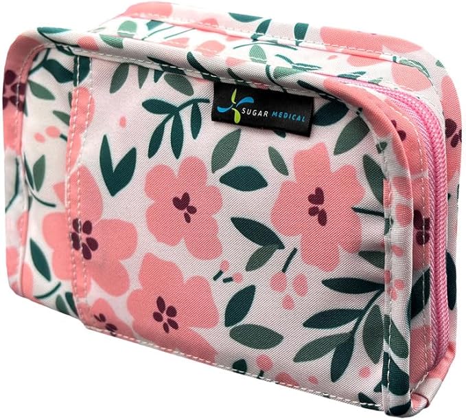 Sugar Medical Diabetes Supply Case |Diabetic Care Products | Diabetic Supplies Travel Organizer | Diabetic Supply Bag | Glucose Meter Kit | Diabetic Bags for Supplies | Glucometer Case (Luna Floral)