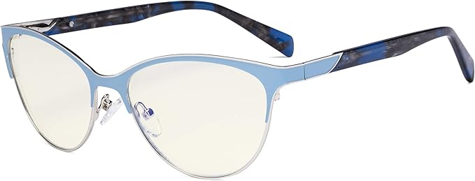 Eyekepper Ladies Cateye Blue Light Filter Glasses - Digital Eyegalsses Blocking Computer Screen UV Rays - Anti Glare Filter Reduce Eye Strain - Blue