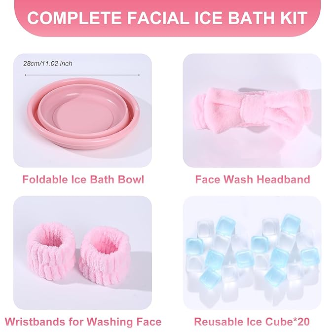 Facial Ice Bath Kit, Cold Plunge for face, Foldable Face Bowl for Face Ice Bath