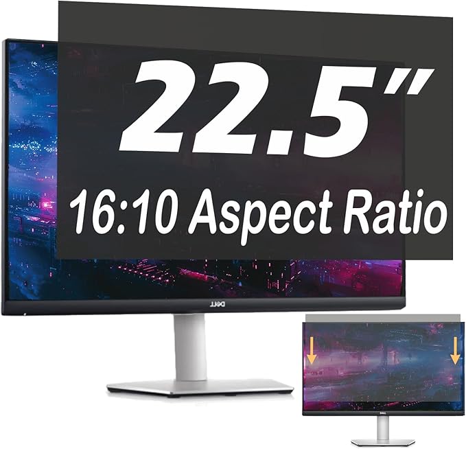 22.5 Inch Anti-Spy Privacy Screen Filter for Laptop and PC Monitor 16:10, Blue Light Blocking Anti-Glare Protector Film, Reversible Easy Install Slide-Mount Design (22.5 Inch Widescreen(16:10))
