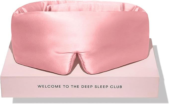 Silk Sleep Mask for Side Sleepers, Eye Mask for Sleeping Women Men, Face-Hugging Padded Eye Cover, 100% 22 Momme Pure Mulberry Silk, Soft Light Blocking Mask for Travel, Naps & Shift Workers (Pink)