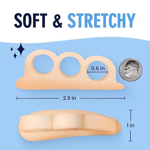 Dr. Frederick's Original Hammer Toe Corrector Gels - 2 Pairs - All-Day Relief for Crooked & Overlapping Toes - Soft Cushioning - Symptomatic Support for Toe Alignment - Beige - 3 Loop Design