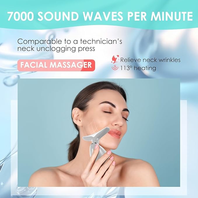 Facial Massager Face and Neck, Face 𝖲 culpting Wand with 7 Color Red (Grey)