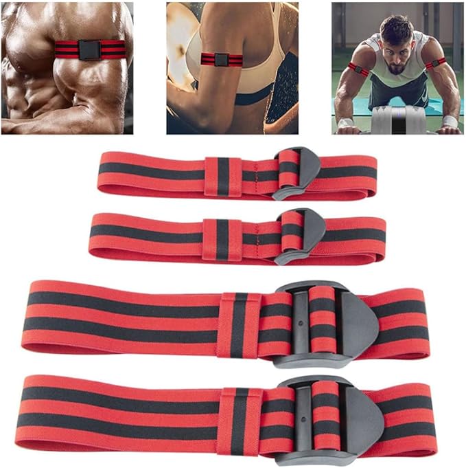 Blood Flow Restriction Bands Adjustable Occlusion Bands Portable Fabric Resistance Bands 4PCS Red Summer Sports Accessories