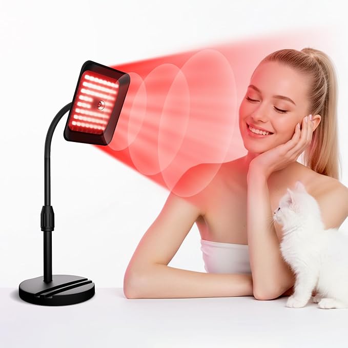 Red Light Therapy for Face and Body, 3 LED Wavelength 660nm 730nm 850nm Infrared Light Therapy Desk Lamp with 360°Adjustable Head & Phone Stand, Home Office Travel Portable Use w/Glasses, Ideal Gift