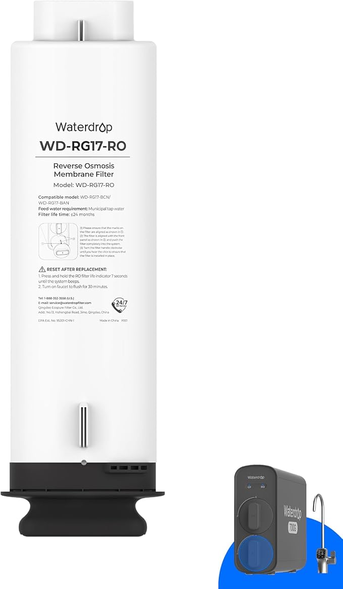 Waterdrop G5P700-RO Filter, Replacement for Waterdrop G5P700 & G5P700A & G5P700-PRO & G5P700A-PRO Undersink Reverse Osmosis System, 24-month Lifetime