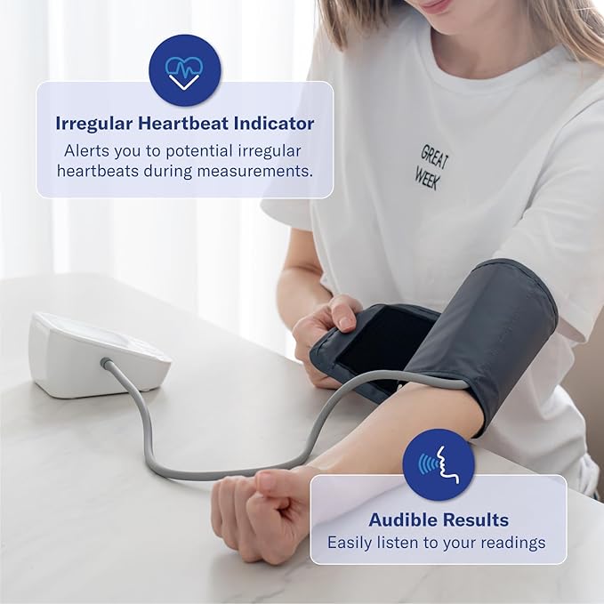 Alcedo Blood Pressure Monitor for Home Use, Accurate Upper Arm BP Monitor with Large Cuff, Alarm Reminder, 2 x 120 Memory, Talking Function
