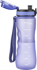 OLDLEY 25 oz Water Bottle, Motivational Water Bottle with Time Marker, Sports Water Bottle With Strap, Leakproof & BPA Free Large Water Bottles for School, Gym, Travel, Outdoor, Tritan,Purple