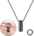 Small Pill Box Necklace Black Titanium Mini Pill Case with Necklace Chain Tiny Pill Case for Men Waterproof Pill Holder Emergency Aspirin & Nitro Pill Container Stocking Stuffers Christmas Gifts