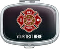 Personalized Custom 1 Line Firefighter Maltese Cross Fire Rescue Rectangle Pill Case Trinket Gift Box