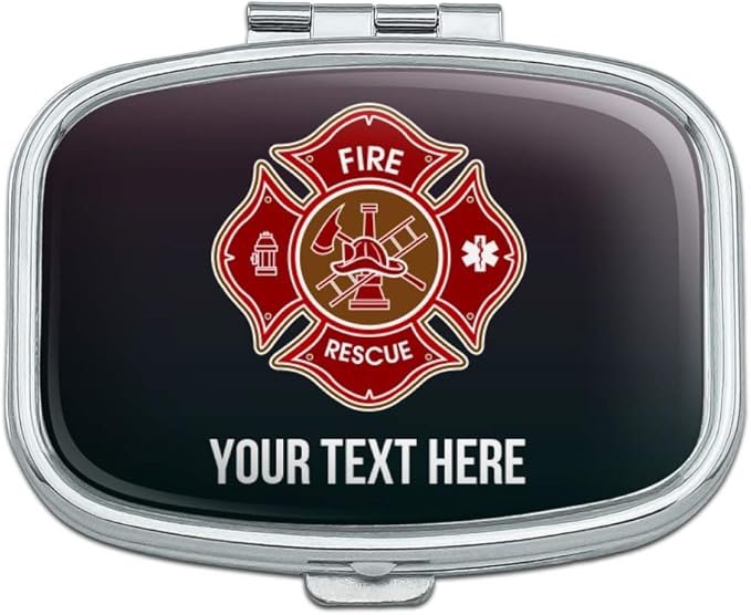 Personalized Custom 1 Line Firefighter Maltese Cross Fire Rescue Rectangle Pill Case Trinket Gift Box