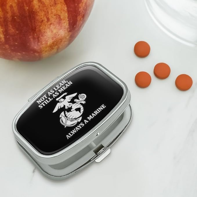 Not as Lean Still as Mean Always a Marine USMC White Black Officially Licensed Rectangle Pill Case Trinket Gift Box