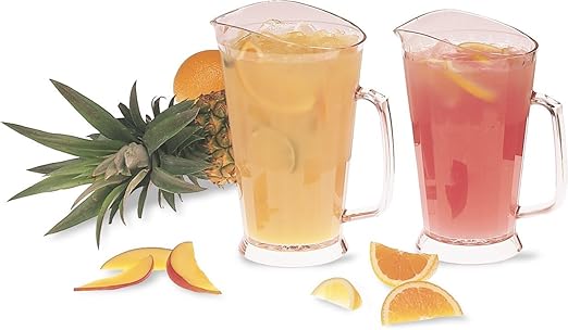 Carlisle FoodService Products Crystalite Tall Pitcher Rounded Pitcher for Restaurants, Catering, Kitchens, Plastic, 60 Ounces, Clear, (Pack of 6)