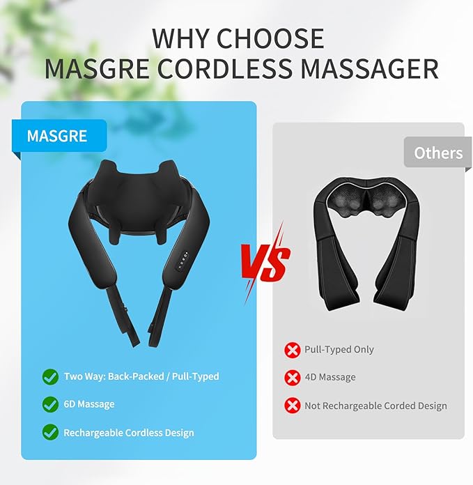 Shiatsu Neck Massager for Pain Relief Deep Tissue, Cordless Shoulder and Back Massager with Heat, Kneading Whole Body Massager Use for Home Office Car, Gifts for Mom Dad Him Her