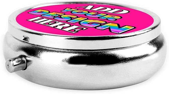 Custom Pill Organizer, Medicine Pill Box Case Container Travel Pill Holder Vitamin for Purse Med Wallet Portable Mini Pastillero Round, Deep Pink, Personalized Gifts with Photo