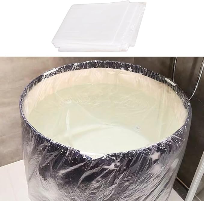 10 Pack Disposable Ice Bath Tub Cover Liner Transparent Plastic Portable Bathtub Liner Covers for 105 Gallons Ice Tub Portable Bath Tub Cold Plunge Tub Inflatable Ice Bath Barrel Plunge Pool
