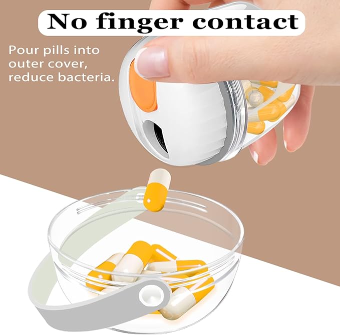 Pill Box, Pill Organizer for Travel Cute Medicine Organizer NO-BPA Moisture Proof Medicine Container for Vitamins, Fish Oils, Supplements (White)