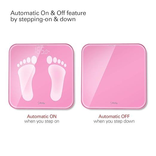 VisionTechShop S Body High Precision Ultra Wide Digital Body Weight Bathroom Scale up to 396lb/180kg, Super-Clear Large LED Display,Step-On Technology, Pink