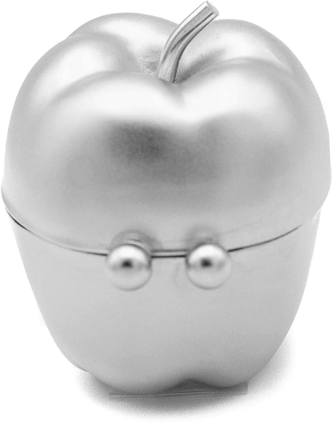 Silver Apple Shaped Pocket Purse Portable Travel Pill Box & Medicine Organizer (1 Large Compartment)