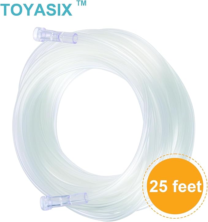 Oxygen Supply Tubing - Premium Crush-Resistant with Curved Prongs, High Flow Oxygen Tubing for Oxygen Concentrator Machine, Nebulizer Tubing & Oxygen Therapy - 25 FEET 3 Pack