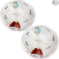 Deke Home - Round Portable Pill Box (2 Pack), Medicine Planner, Small 7 Day Weekly Travel Container, Medication, Vitamin Holder, Pillbox Organizer, Pill Dispenser, Daily Sorter & Reminder, BPA Free