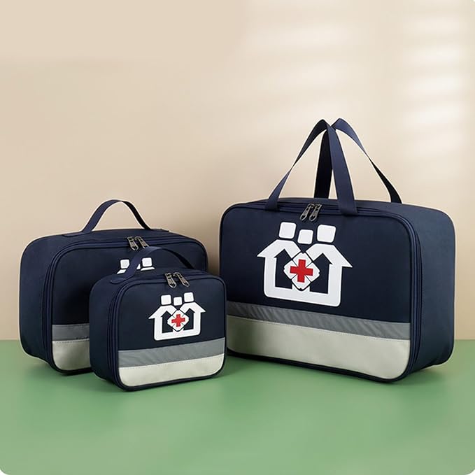 Large Capacity Pill Bottle Organizer Travel Storage Bag Medicine Bag for Medications Vitamin and Medical Supplies, Small, Navy Blue