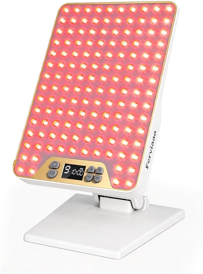 Red Light Therapy Panel for Face & Body, 138 LEDs High Power Light with Adjustable Stand, 630/660/810/850nm Near Infrared Light Therapy Lamp, Rechargeable Portable Device with Timer