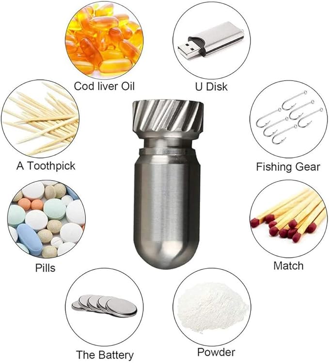 Small Titanium Pill Holder with Keychain, Waterproof Pill Container, Keychain Pill Holder, Portable Mini Size Pill Case for Outdoor Travel Camping