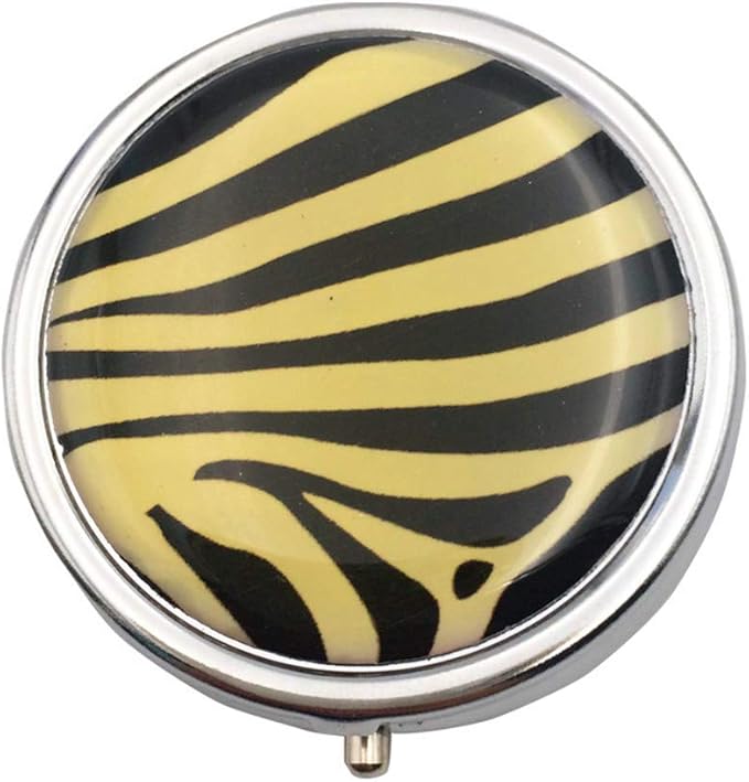 Round Medicine Box Portable Mini Metal Pill Case 2 inches Travel Little Pill Dispenser for Purse
