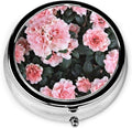Round Medicine Box Portable Mini Metal Pill Case 2 inches Travel Little Pill Dispenser for Purse