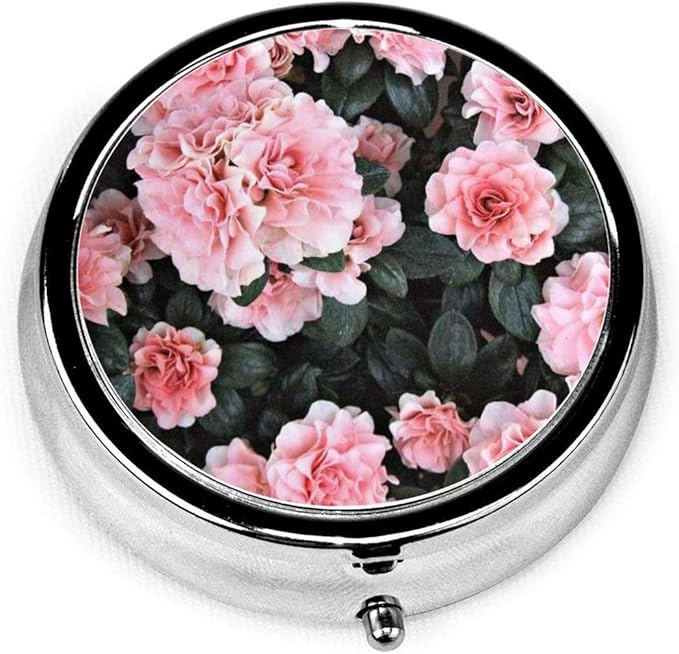 Round Medicine Box Portable Mini Metal Pill Case 2 inches Travel Little Pill Dispenser for Purse