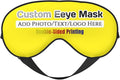 Custom Eye Mask,Add Your Image Text Personalized Sleep Shade Soft Blindfold Eyemask Blackout Eye Cover with Adjustable Strap for Sleep,Travel,Nap Yellow