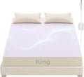 Grounding Sheets King Size, Earthing Fitted Sheets, 95% Cotton 5% Pure Silver Fiber, Grounded Sheets with Grounding Cord, Conductive Earthing Bed Sheet Grounding Cover for Better Sleep (Beige, King)