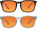 2 Packs Professional Sleep Glasses with 98.7% Blue Light Blocking Dual AR Coatings Amber Lens, Computer Gaming Glasses for Men Women, Anti Fatigue & Eye Strain