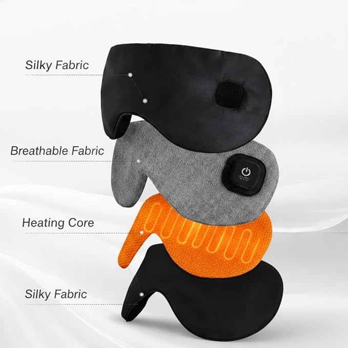 Heated Eye Mask for Dry Eyes, Hot & Cold Eye Compress Set, Cordless Rechargeable Sleep Mask, 3 Heat Levels, Eye Strain Relief, Washable Cover, Gift Box for Travel & Relaxation