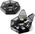 Deke Home - Small Weekly Pill Organizer (2 Pack), Round Pill Dispenser for Travel, Mini Pill Organizer, Compact Medicine Holder, Pill Sorters 7 Days, Portable Vitamin Container, BPA Free (Food Grade)