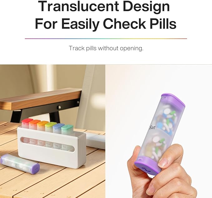 Weekly Pill Organizer 2 Times a Day - Am Pm Pill Box 7 Day, Large Twice Medicine Pill Case for Daily Medication, Vitamins, Fish Oils, Supplements Portable Week Pill Holder Container, Translucent White