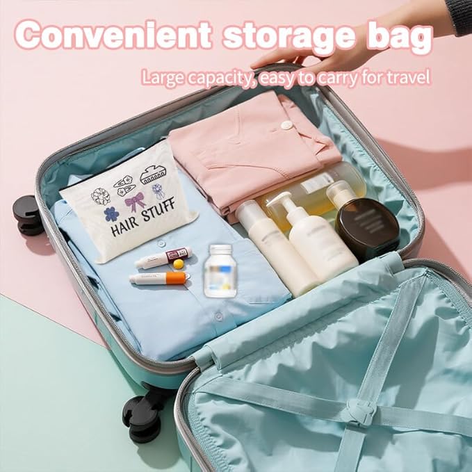 Hair Stuff Bag for Travel Hair Accessory Pouch for Girls Hairdresser Hairstylist Bags for Supplies Cosmetology Student Gifts Bag Salon Cosmetic Makeup Bags Barber Hairdresser Toiletry Zipper Pouches