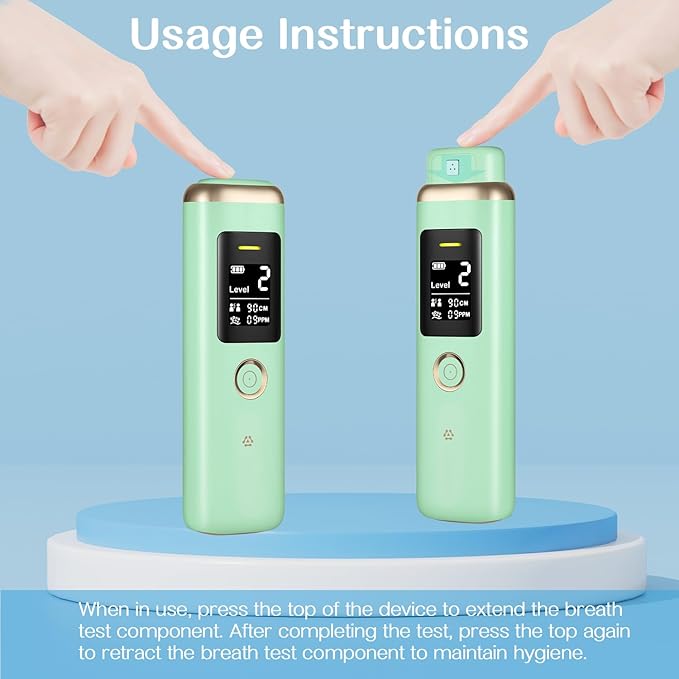 Oral Odor Freshening Monitor - Portable Bad Oral Odor Detector, Smart Oral Meter Device Focused on Oral Cavity Tester with Odor Checking, 32 - bit Chip for Precise Bad Smell Detection - Green