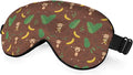 Cute Monkey Silk Sleep Mask, Adjustable Elastic Strap, Yellow, Animal Banana Palm Leaf Pattern, Soft Eye Shade Cover for Men Women Boy Girl Airplane Travel
