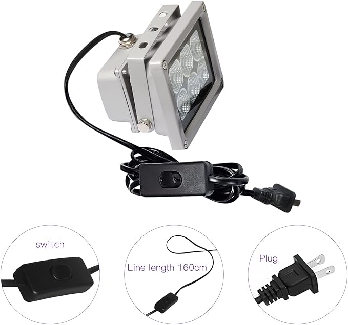 3D Printer UV Resin Curing Light for SLA/DLP/LCD 3D Printing, Solidify Photosensitive Resin, 405nm UV LED Lights with 60w Output Affect