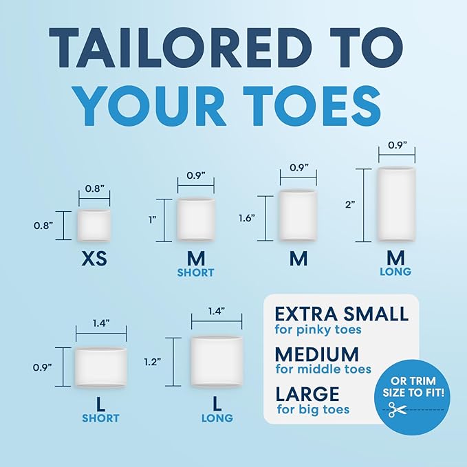 Dr. Frederick's Original Gel Toe Tubes 12 Piece Variety Pack - Small, Medium and Large Sizes - Toe Protectors & Separators for Calluses - Blisters - Corns