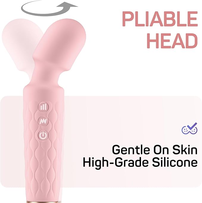 Personal Massager - 4H Max Runtime & Ultra-Quiet - Waterproof - 20 Modes 8 Speeds for Deep Tissue Back Massage, Post-Workout Recovery and Neck Muscle Relaxation（Pink）