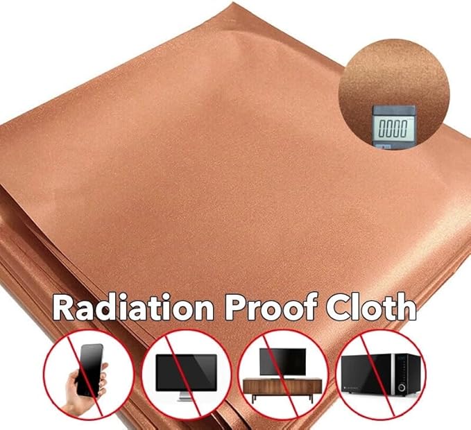 Amradield Copper Fabric Reduce Hamful Signals Protection Certified Material Weakened Signals (WiFi, Cell, Bluetooth) Healthy Living Safety Signal Barrier Golden Color 10M