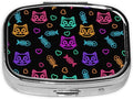 Goth Cute cat and Fish Pill Box Moisture Proof Pill Case Travel Pill Organizer for Pocket Purse, Daily Portable Medicine Box