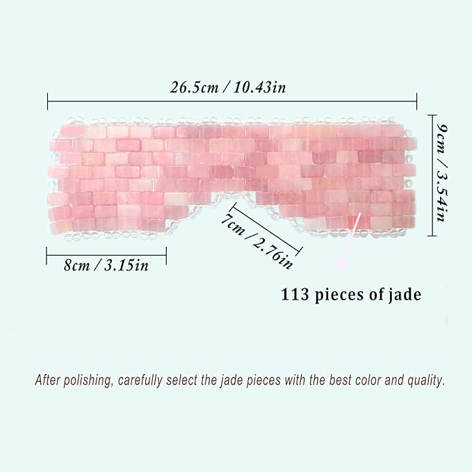 Natural Jade Sleep Mask & Blindfold,Natural Jade Eye Mask,Anti-Aging Hot or Cold Therapy Eye Mask Which is Soothing Cooling Detoxifying (Rose Quartz)