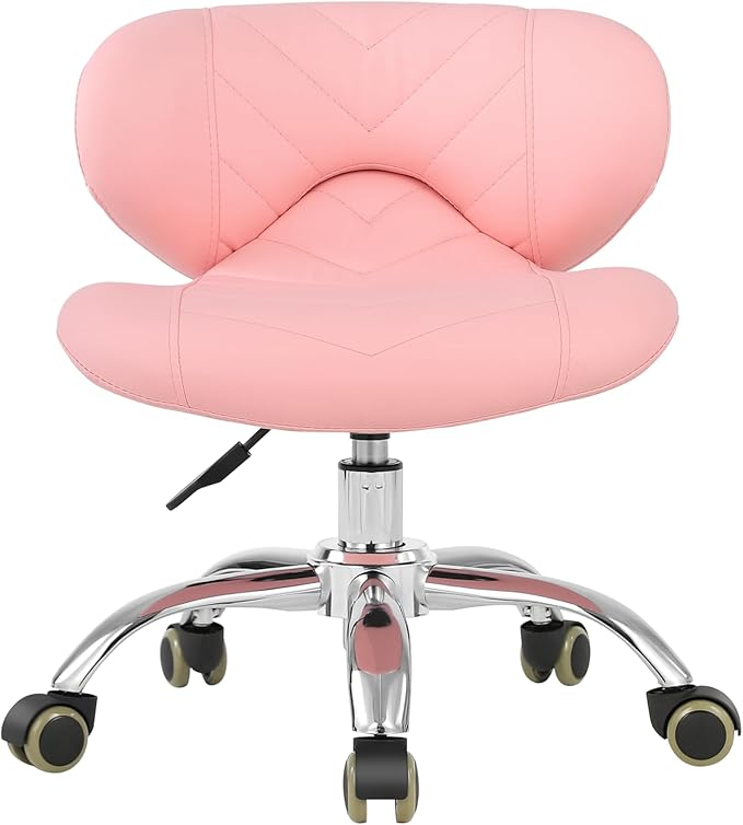 Pedicure Stool Hydraulic Height Adjustable with Back Support for Nail Salon Manicure Tech Pedicure Spa (Pink)