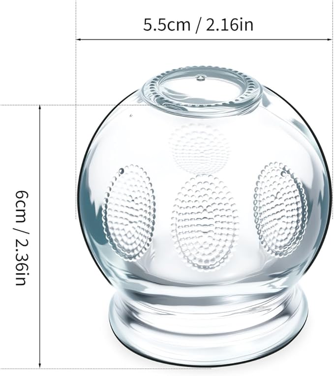 7 Pcs Glass Cupping Set with Finger Grips, Traditional Chinese Fire Cupping Therapy Jars for Back Muscle Tension Relief, Ventosas para Masaje Muscular (2.36X2.16X2.16In)